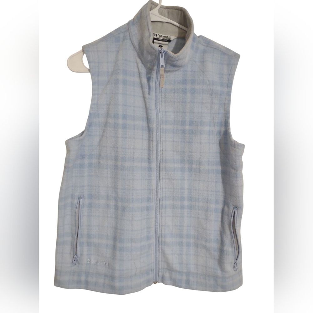 Columbia Blue Fleece Vest Jacket 1X Classic Warm Outdoors